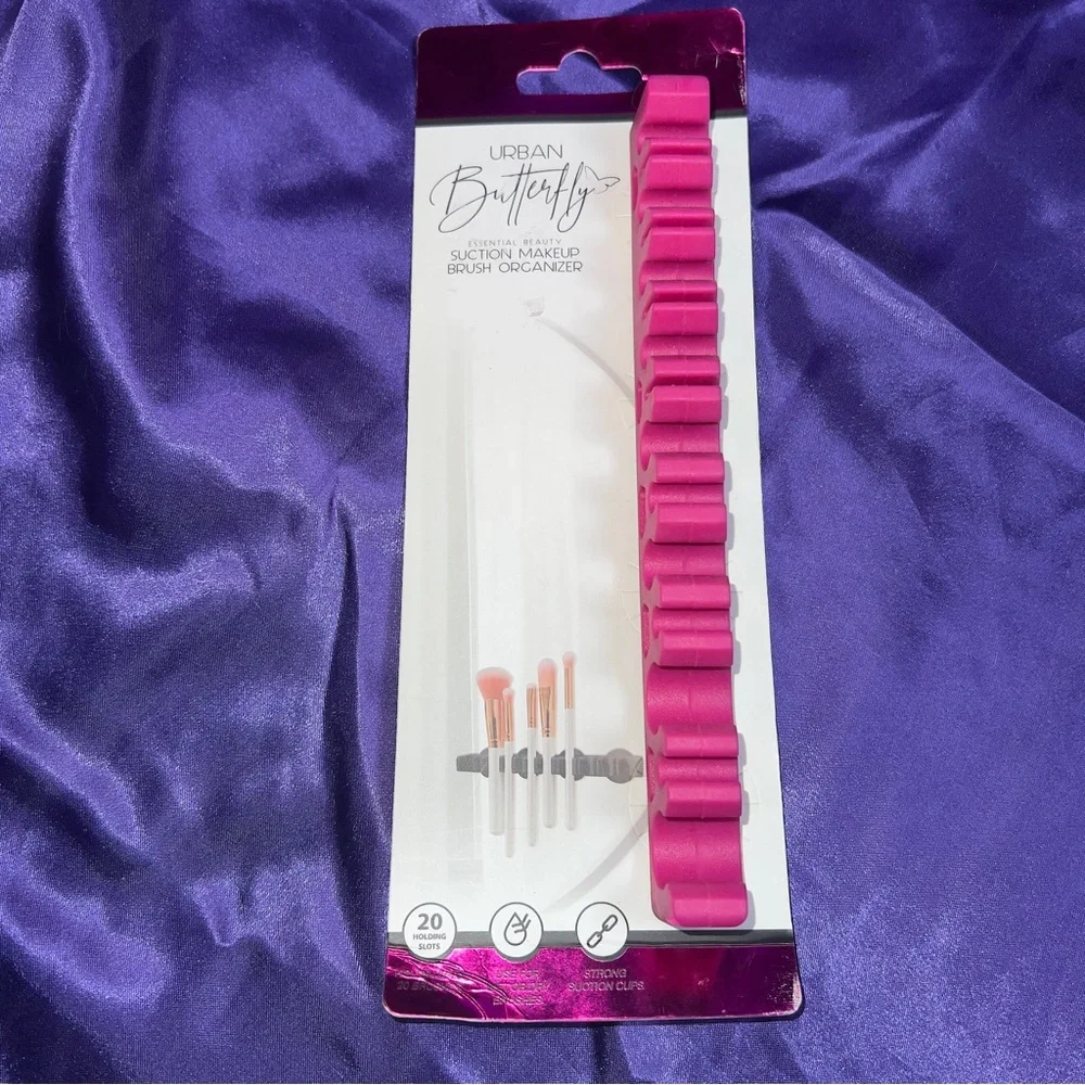 Urban Butterfly Suction Makeup Brush Organizer‎ Silicone Attachment Pink Gifting